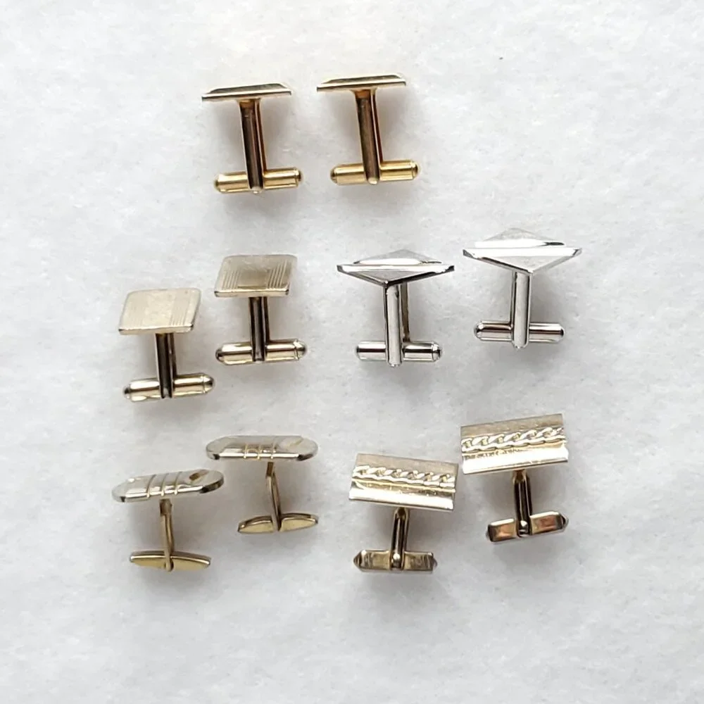 Vintage Cufflinks Gold Silver Tone Basic Simple Swank Unbranded Lot Of 5 Pair